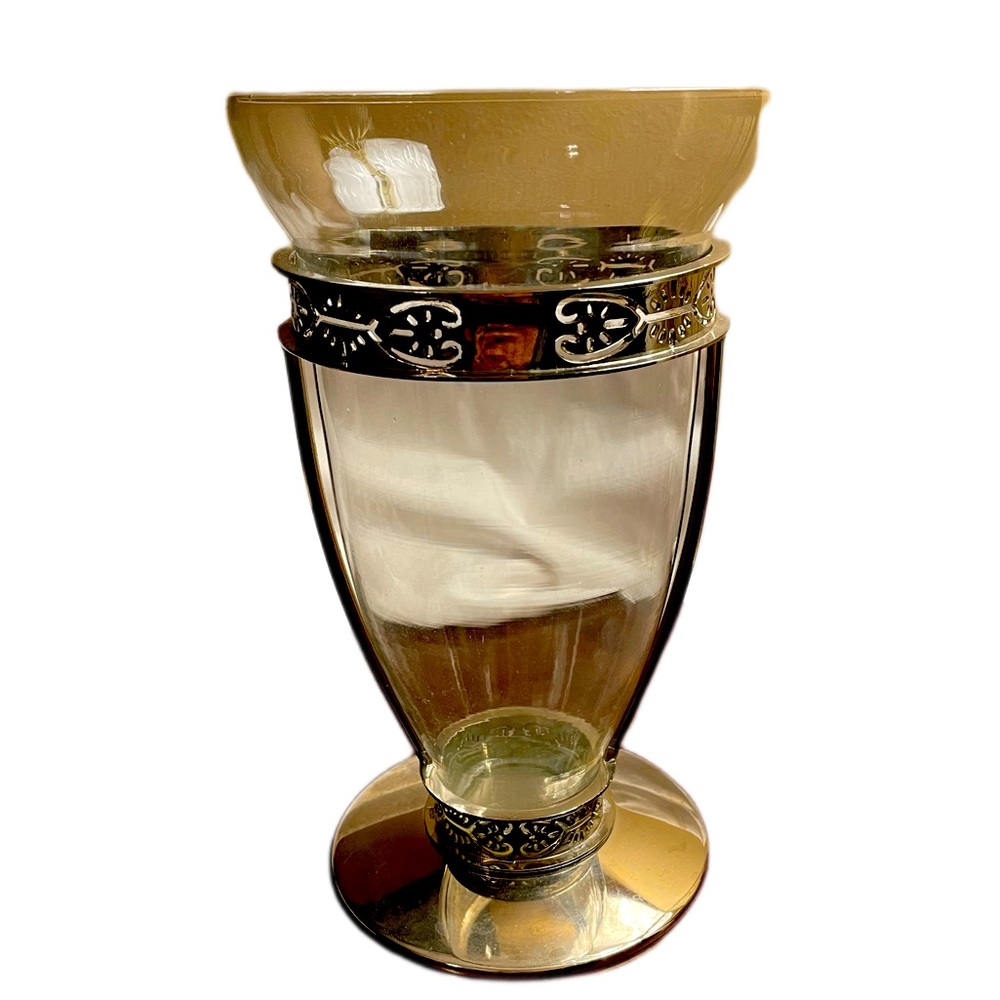 Silver trimmed vase